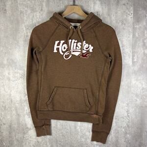 Y2K Women's Hollister Brown Spellout Comfortable Hoodie S